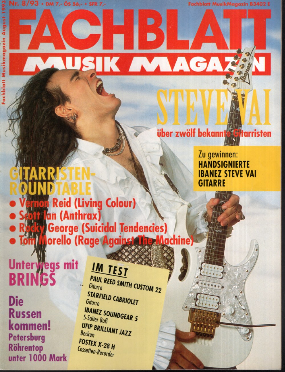Fachblatt Musikmagazin Deutschland 1993-08 Steve Vai Vernon Reid Scott Ian Ricky George Tom Morello #8