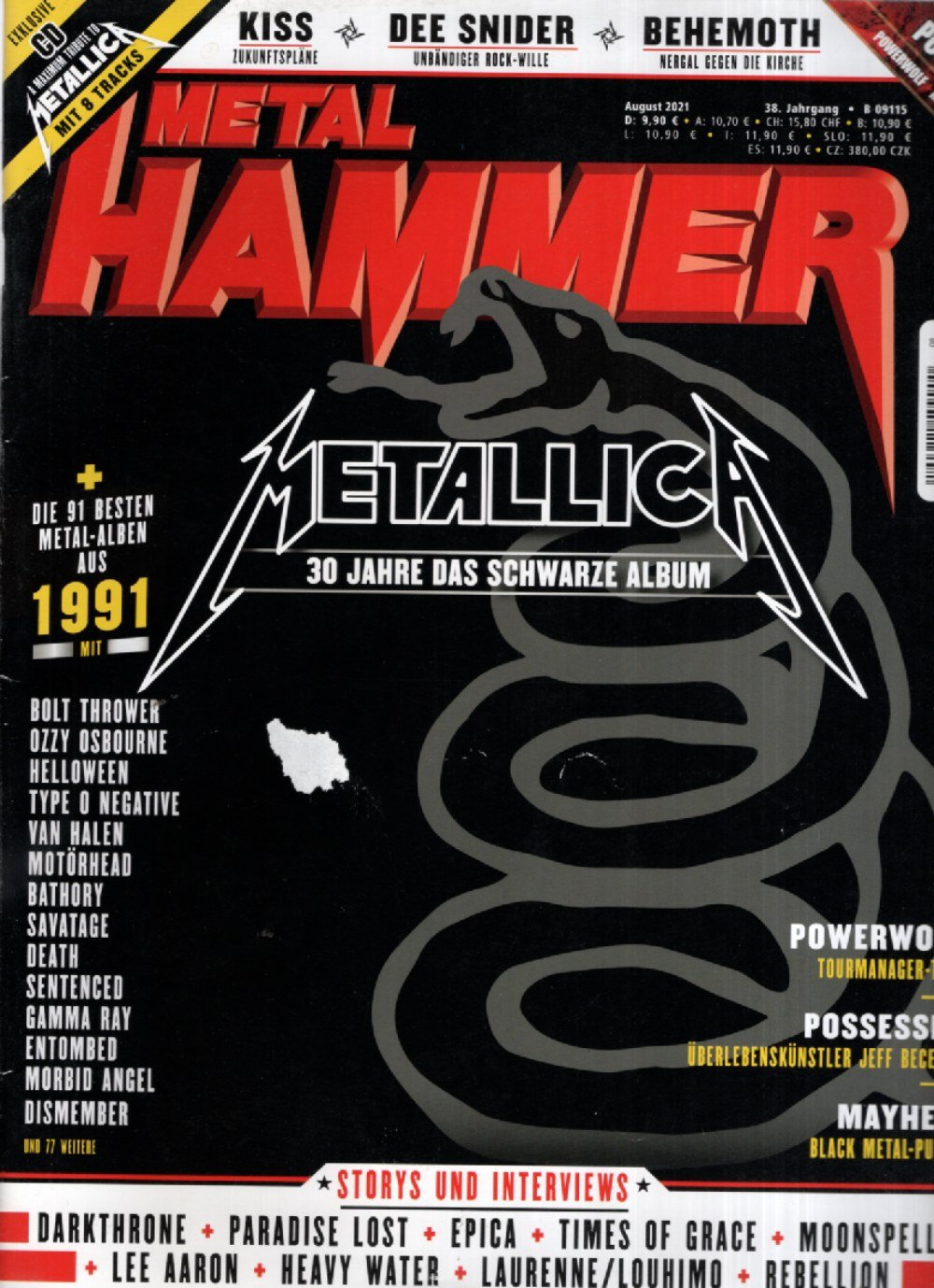 Metal Hammer Magazin Deutschland 2021-08 Metallica + Poster
