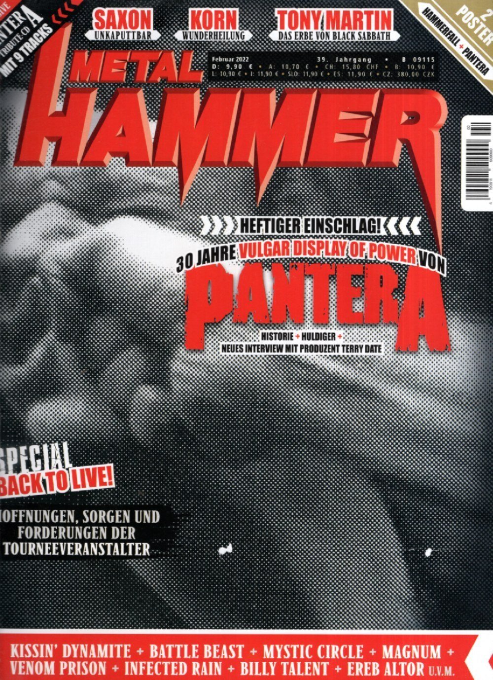 Metal Hammer Magazin Deutschland 2022-02 Pantera Saxon Korn Tony Martin + Poster