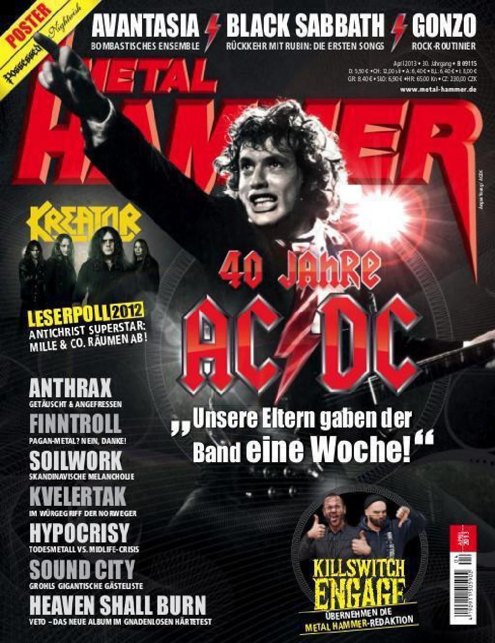 Metal Hammer Magazin Deutschland 2013-04 ACDC Kreator Killswitch Engage AC/DC + Poster