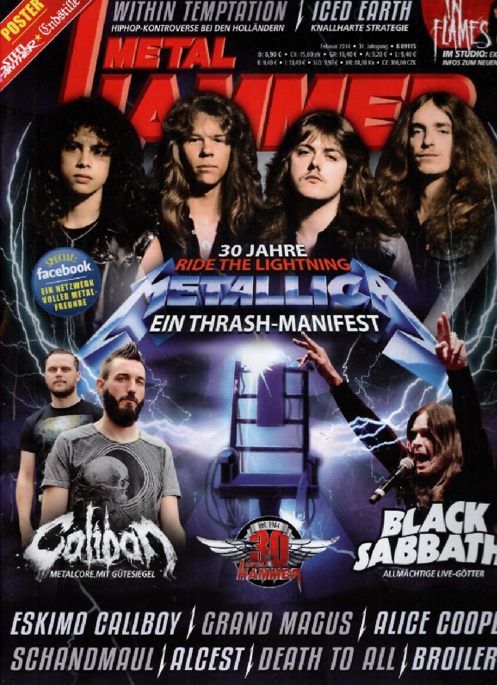 Metal Hammer Magazin Deutschland 2014-02 Metallica Black Sabbath Caliban + Poster