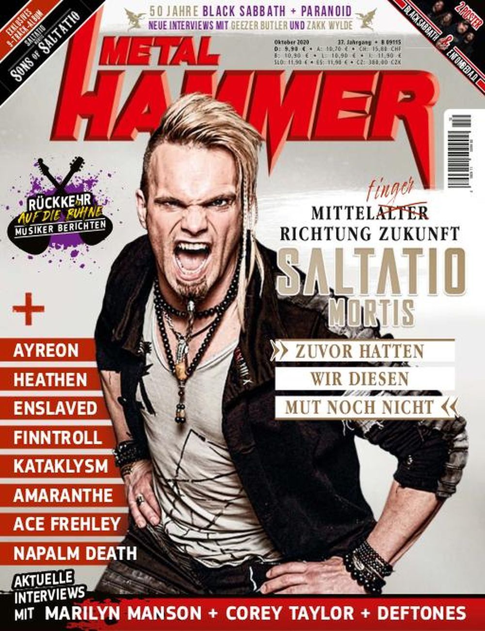 Metal Hammer Magazin Deutschland 2020-10 Saltatio Mortis Enslaved Finntroll + CD + Poster