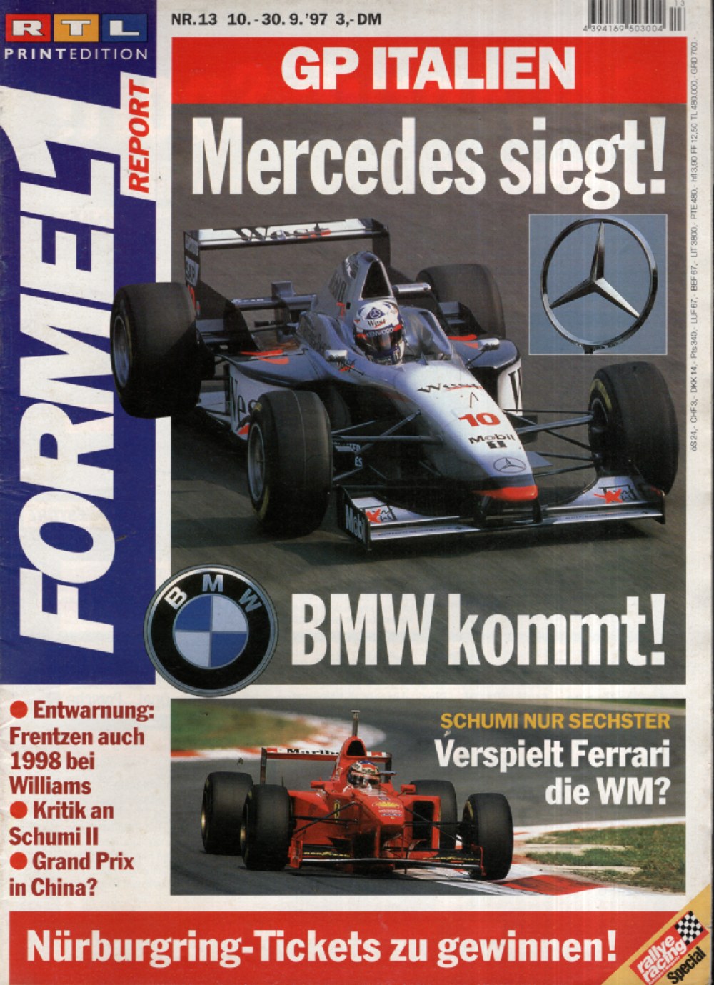 Formel 1 Report Magazin Deutschland 1997-13 Michael Schumacher Mercedes BMW Ferrari Williams #13