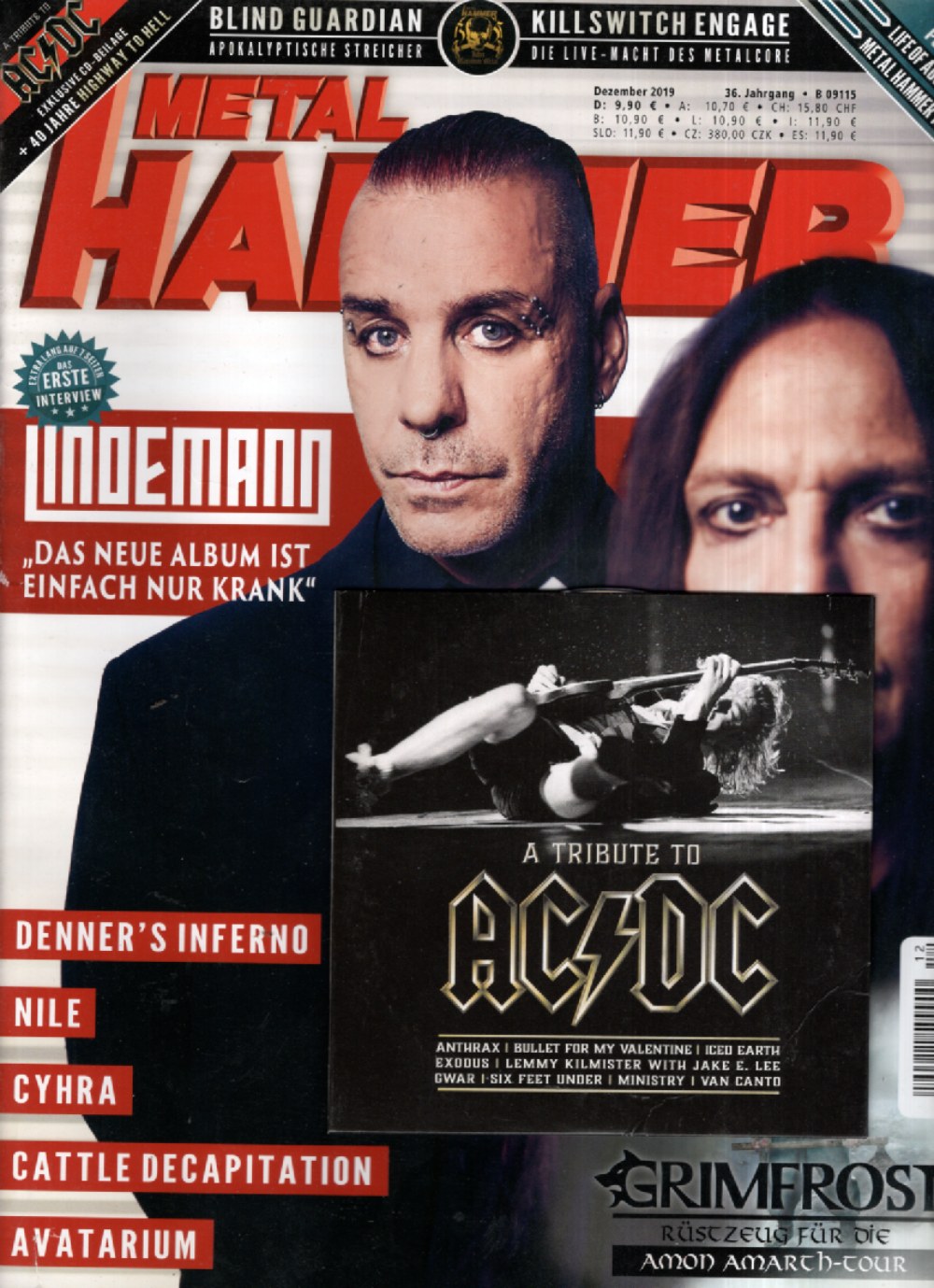 Metal Hammer Magazin Deutschland 2019-12 Till Lindemann AC/DC Blind Guardian Killswitch Engage Anthrax + CD + Poster