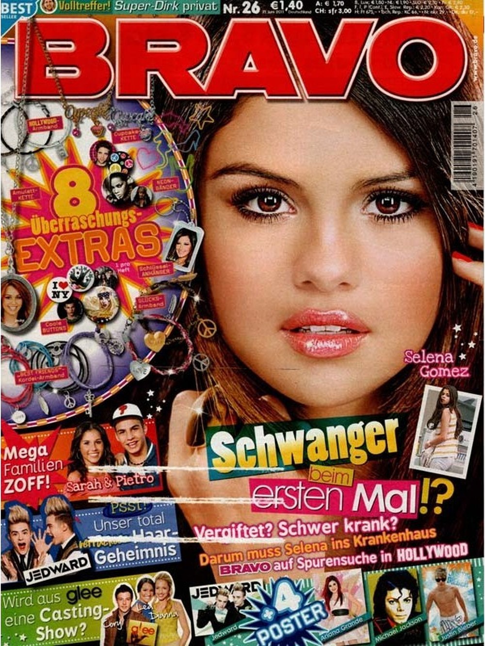 Bravo Magazin Deutschland 2011-26 Selena Gomez Jedward Sarah Connor Pietro Lombardi Glee