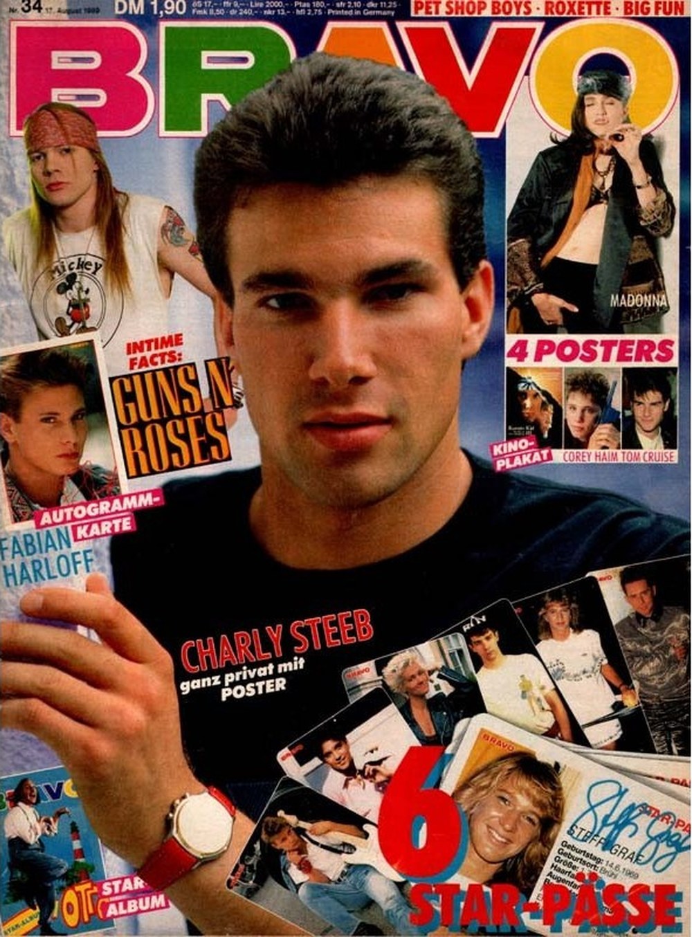 Bravo Magazin Deutschland 1989-34 Charly Steeb Axl Rose Madonna Fabian Harloff Corey Haim
