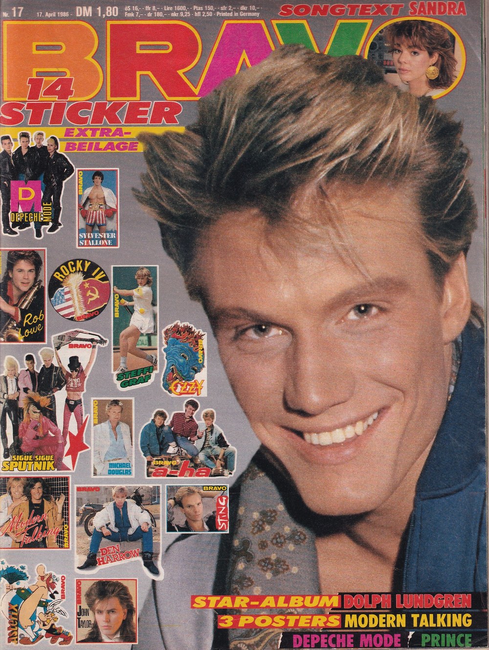 Bravo Magazin Deutschland 1986-17 Den Harrow Depeche Mode Dolph Lundgren John Taylor Michael Jackson
