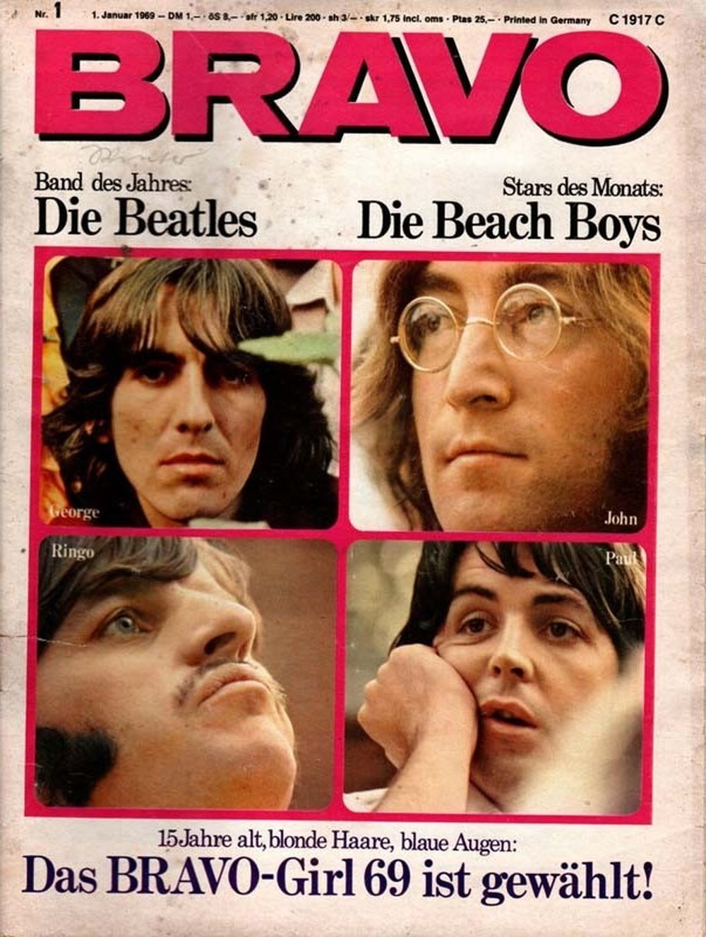 Bravo Magazin Deutschland 1969-01 The Beatles George Harrison John Lennon Ringo Starr Paul McCartney