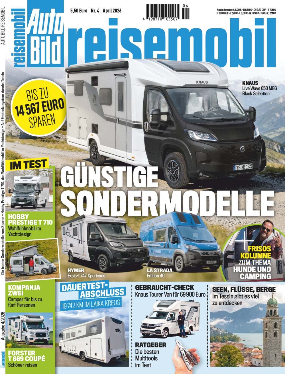 Auto Bild Magazin Deutschland 2026-04 Wohnmobil Sondermodelle Knaus Live Wave 650 MEG Black Selection