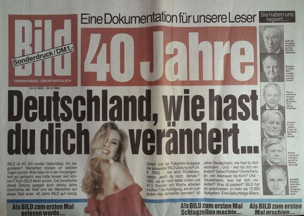 Bild Zeitung Magazin Deutschland 1992-40 Konrad Adenauer Ludwig Erhard Kurt Georg Kiesinger Willy Brandt Helmut Schmidt
