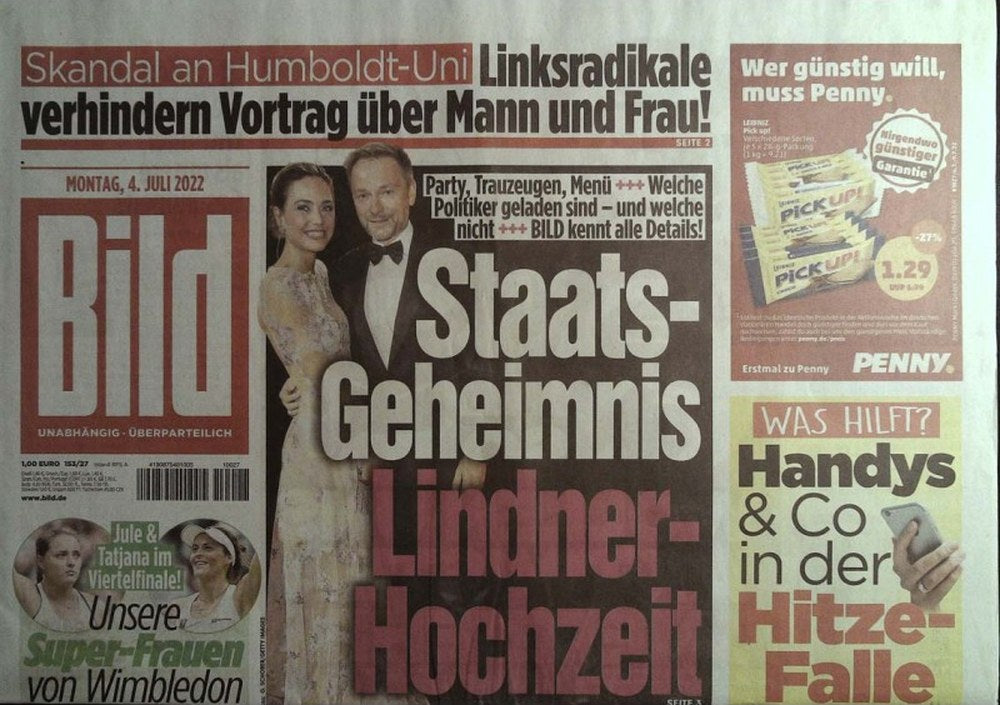 Bild Zeitung Rivista Germania 2022-07 Christian Lindner Franca Lehfeldt Jule Niemeier Tatjana Maria Edizione originale