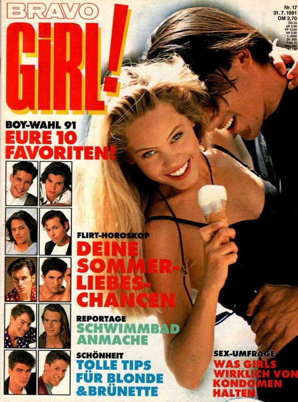 Bravo Girl Magazin Deutschland 1991-17 Boy-Wahl 1991 Sommerliebe Schwimmbad-Anmache