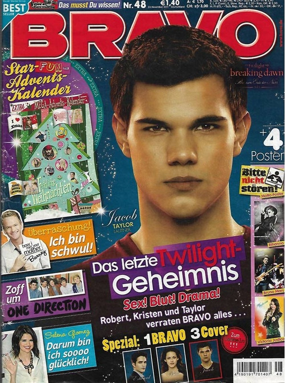 Bravo Magazin Deutschland 2011-48 Taylor Lautner Selena Gomez Robert Pattinson Kristen Stewart Rihanna