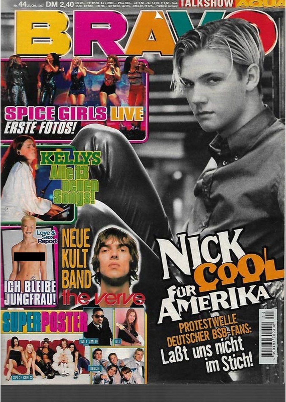 Bravo Magazin Deutschland 1997-44 Nick Carter Spice Girls Kelly Family Will Smith The Verve