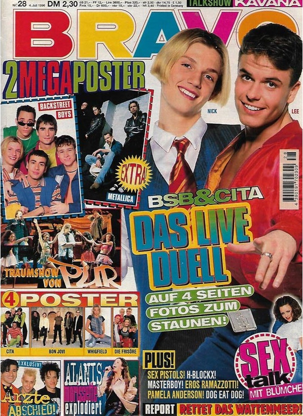 Bravo Magazin Deutschland 1996-28 Nick Carter Lee Baxter Backstreet Boys Pur Alanis Morissette