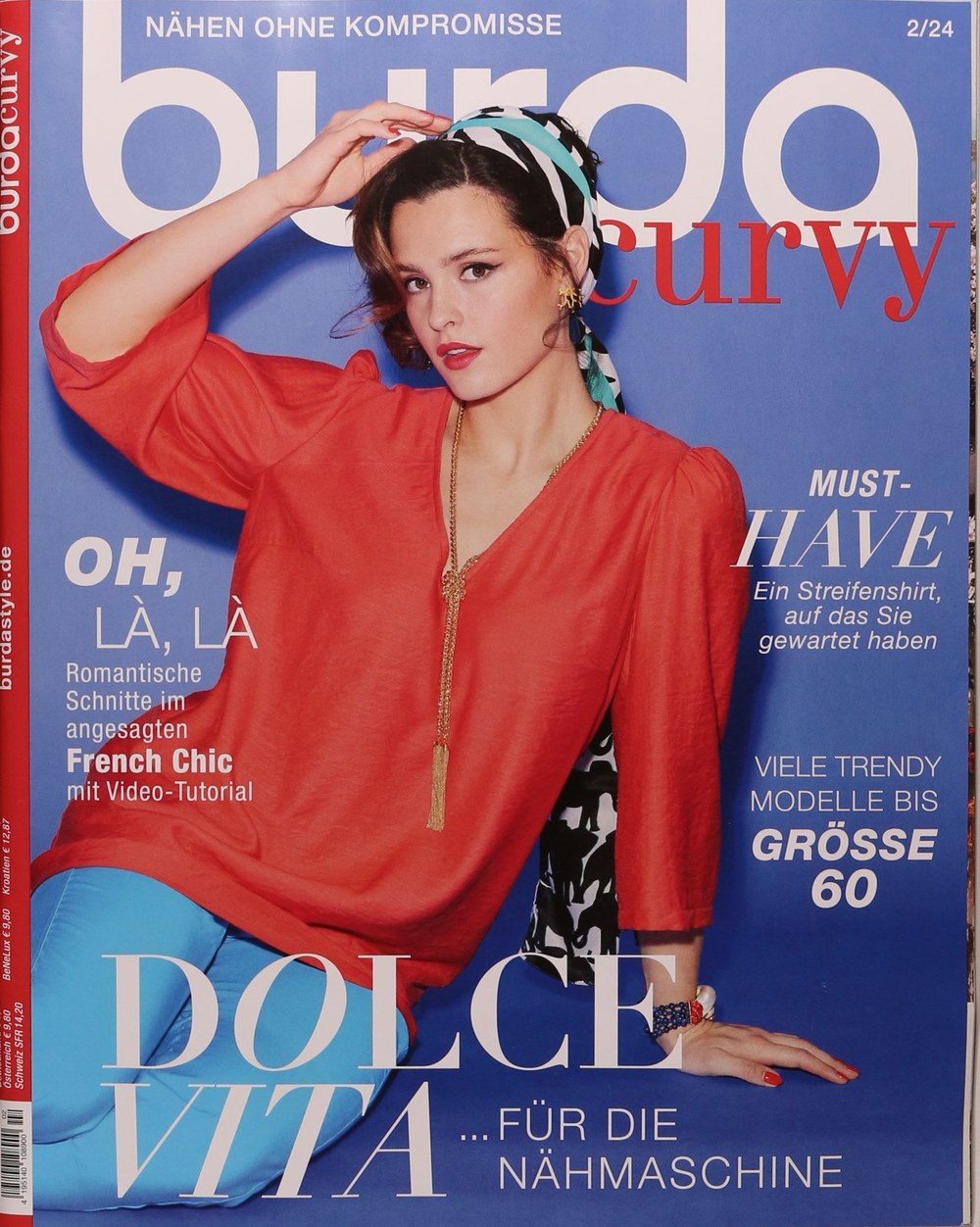 Burda Curvy Magazin Deutschland 2024-02 Plus-Size-Mode Nähmuster French Chic