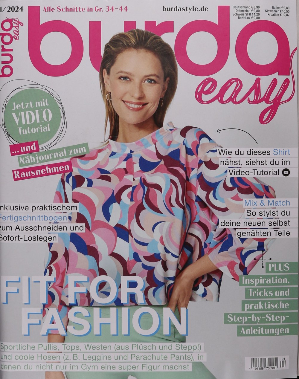 Burda Easy Magazin Deutschland 2024-01 DIY Mode Sportbekleidung Nähen Nähanleitungen