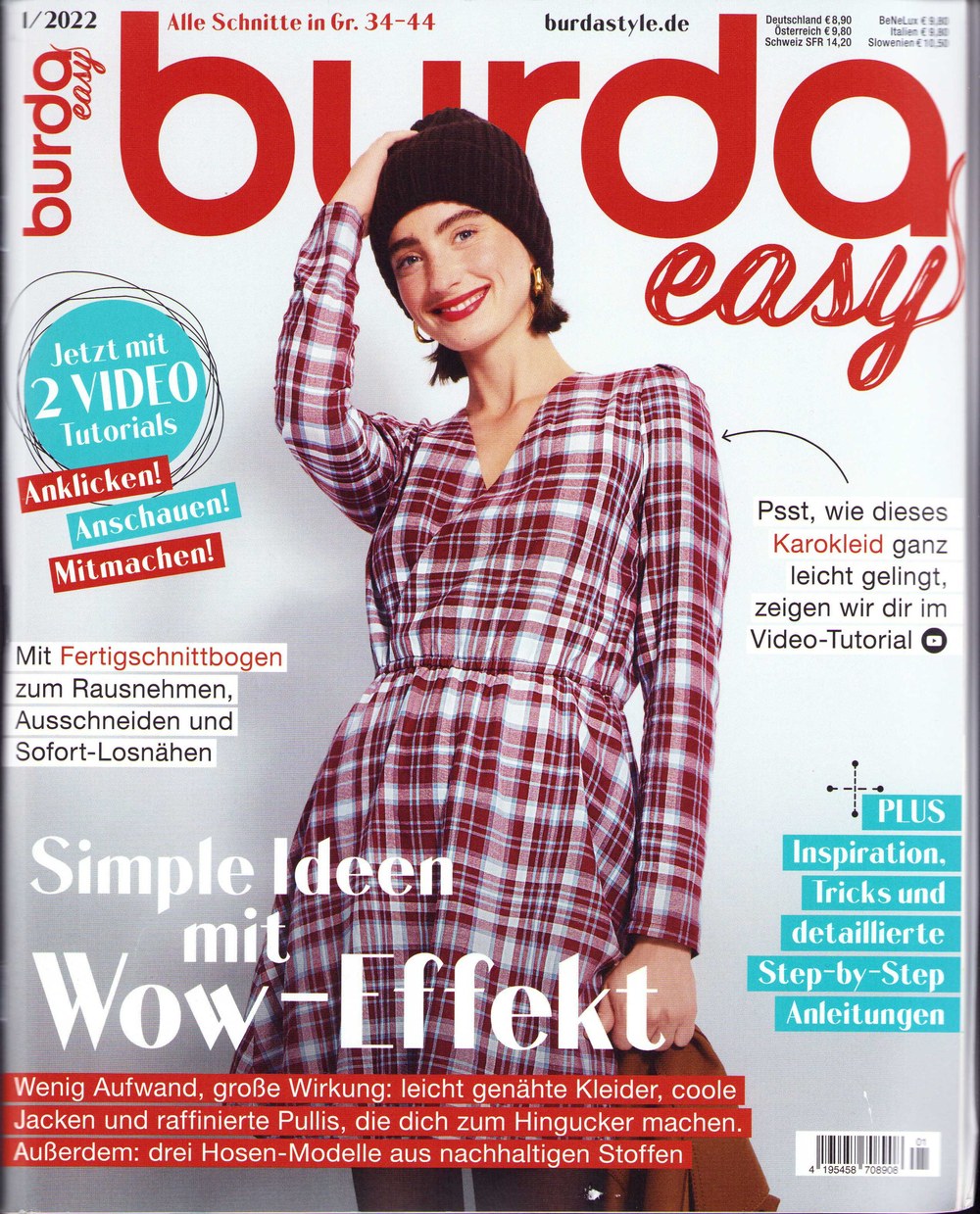 Burda Easy Magazin Deutschland 2022-01 Nähmuster DIY Mode Kleid Mit Karo