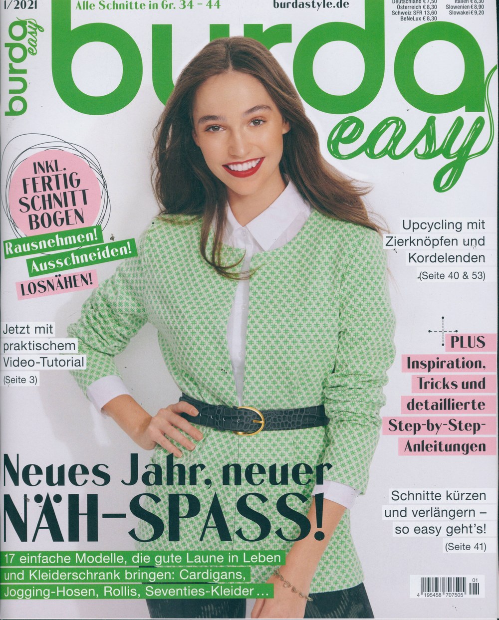 Burda Easy Magazin Deutschland 2021-01 Nähen Schnittmuster Upcycling