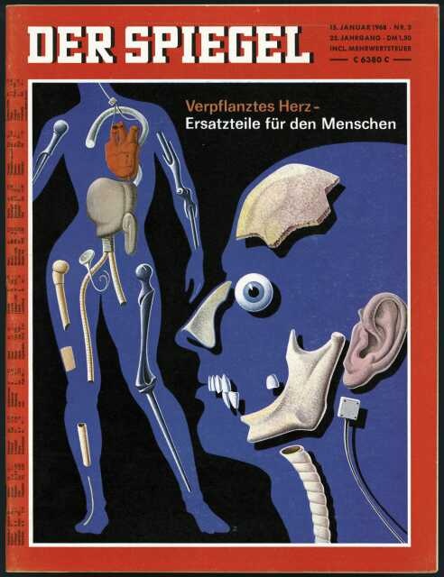 Der Spiegel Magazin Deutschland 1968-03 Herztransplantation Organtransplantation Prothetik
