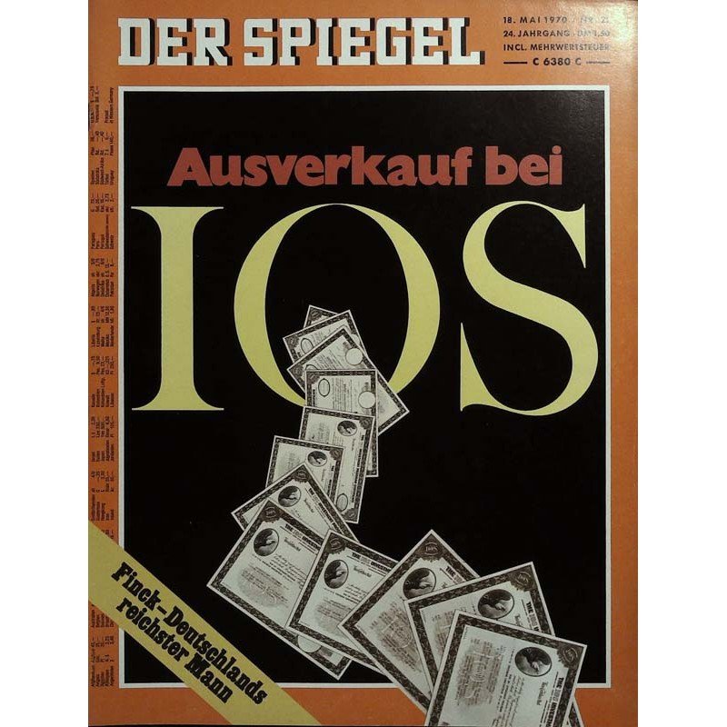Der Spiegel Magazin Deutschland 1970-21 August Von Finck