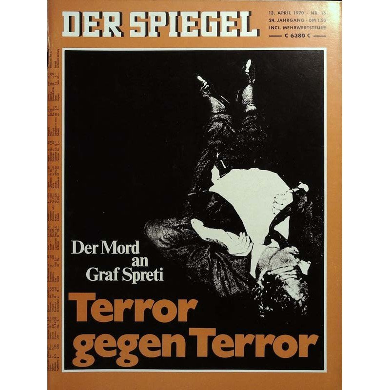 Der Spiegel Revista Alemania 1970-16 Karl Von Spreti Edición original