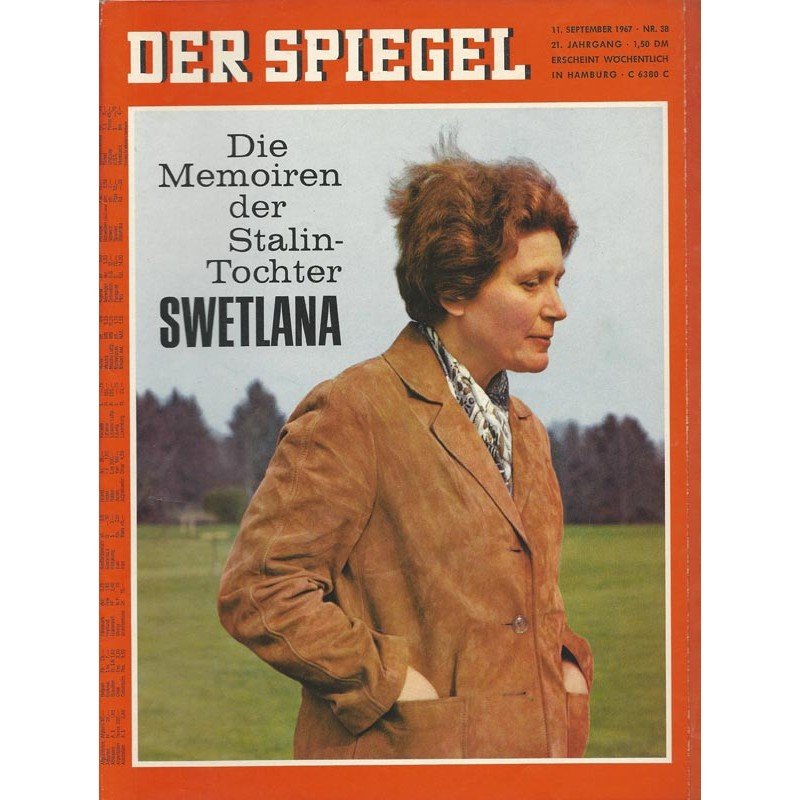 Der Spiegel Revista Alemania 1967-38 Svetlana Alliluyeva Edición original