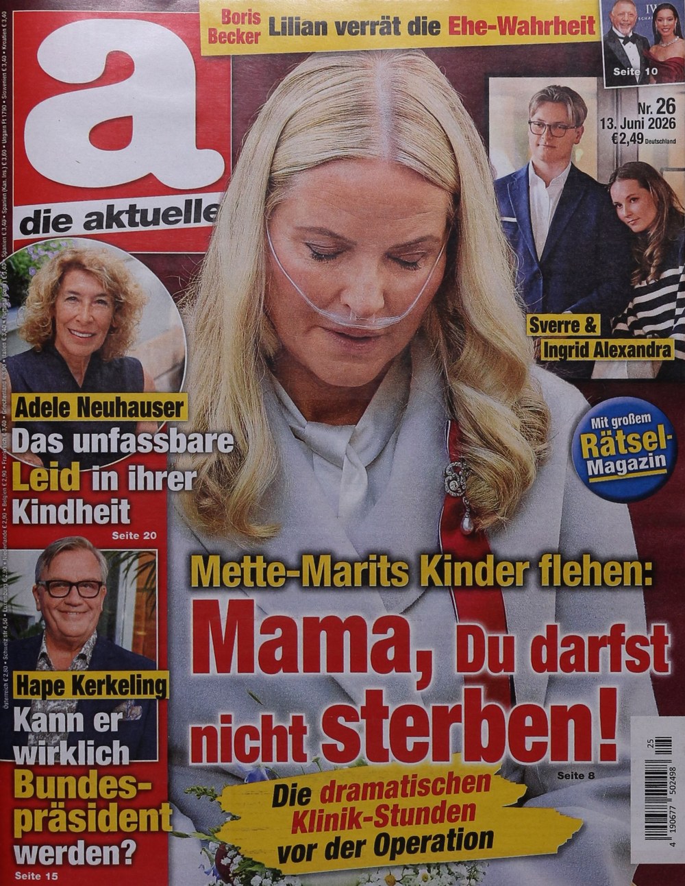 Die Aktuelle Revista Alemania 2026-25 – Mette-Marit Adele Neuhauser Hape Kerkeling Boris Becker Lilian De Carvalho Monteiro – Edición original