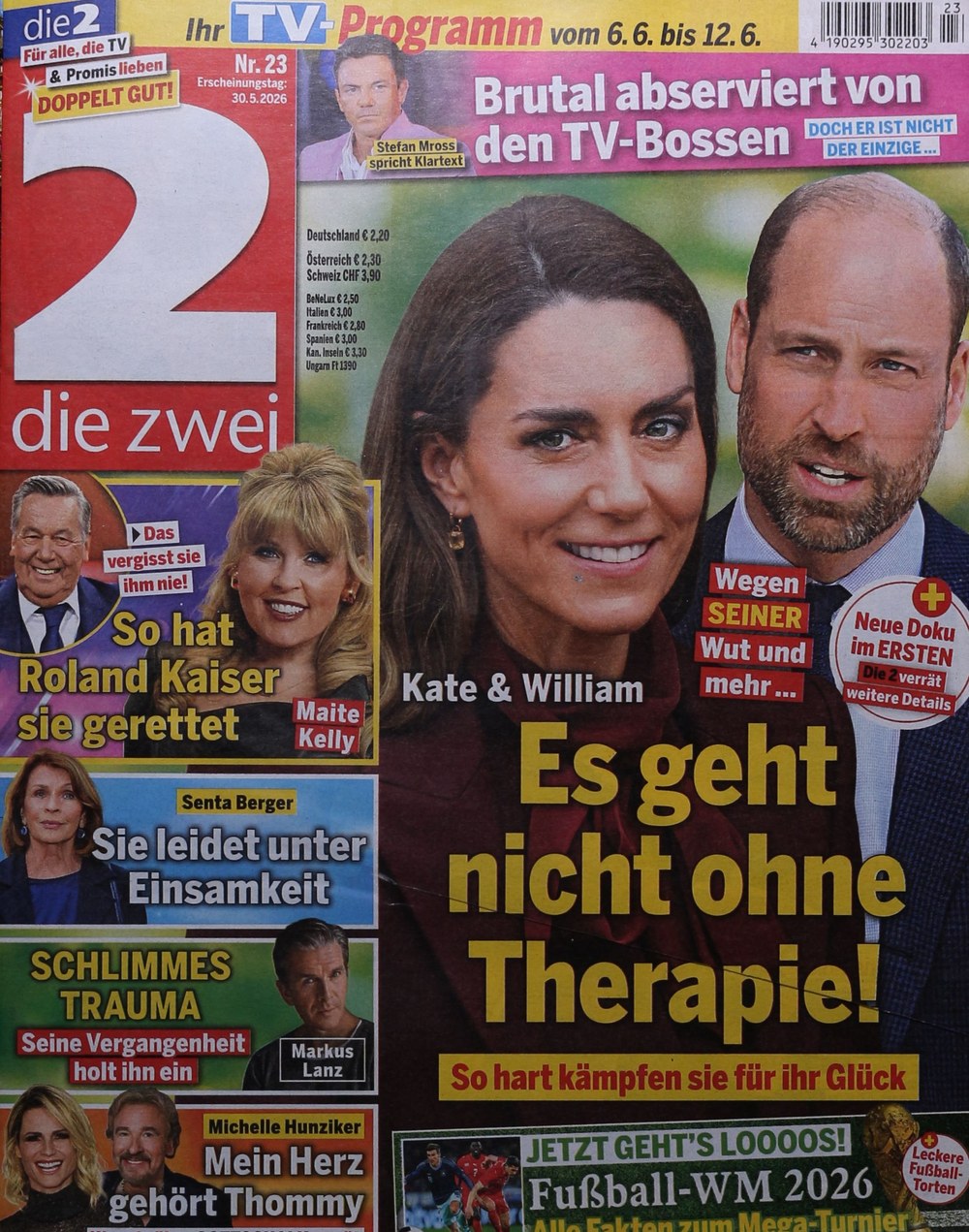 Die Zwei Magazine Germany 2026-23 – Catherine, Princess Of Wales Prince William Roland Kaiser Maite Kelly Senta Berger – Original Print Issue