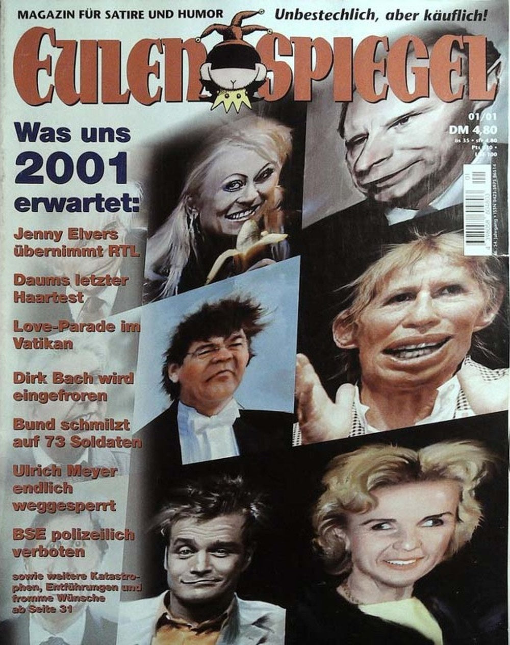 Eulenspiegel Magazin Deutschland 2001-01 Jenny Elvers Christoph Daum Dirk Bach Ulrich Meyer