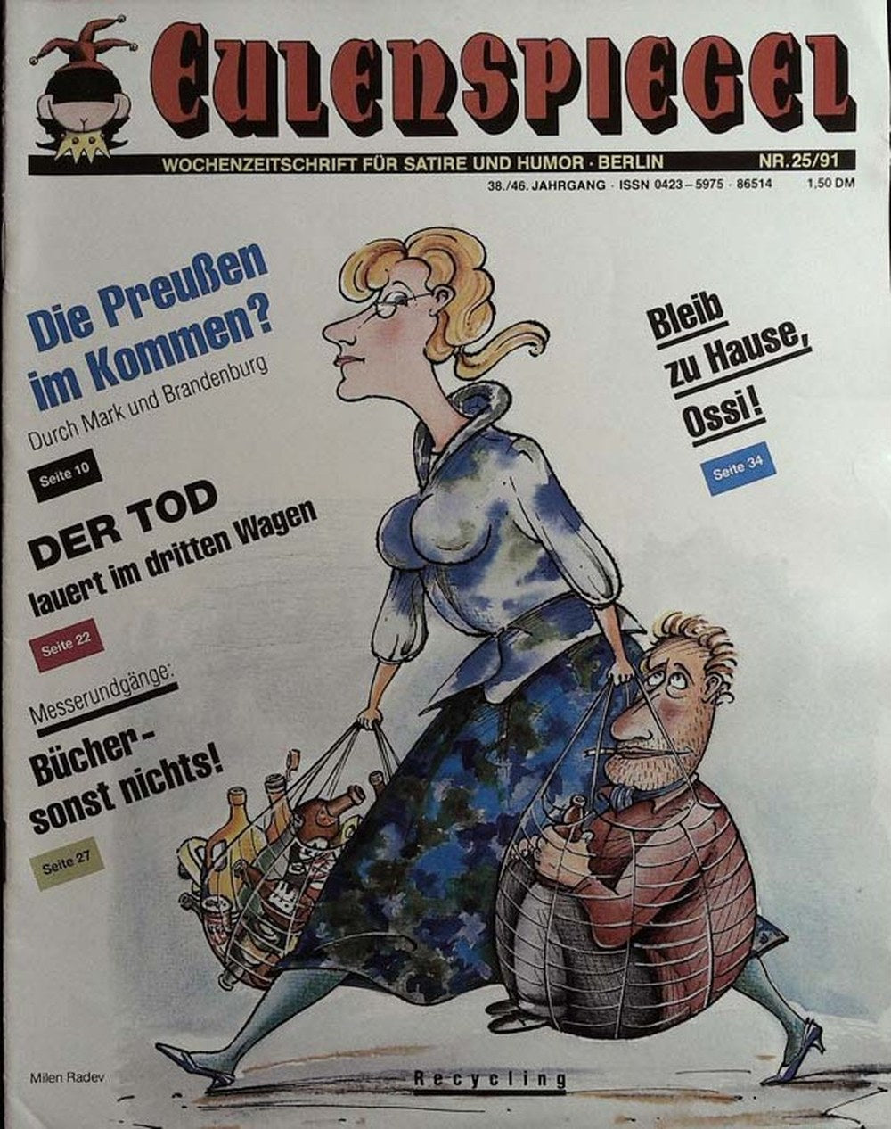 Eulenspiegel Magazin Deutschland 1991-25 Ost-West-Beziehungen Preußen In Brandenburg Recycling