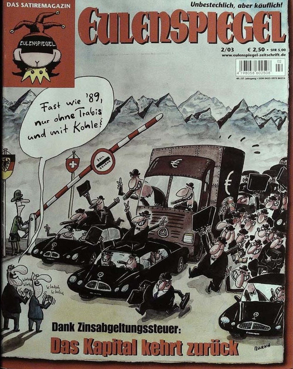 Eulenspiegel Magazin Deutschland 2003-02 Zinsabgeltungssteuer Kapitalflucht Schweiz