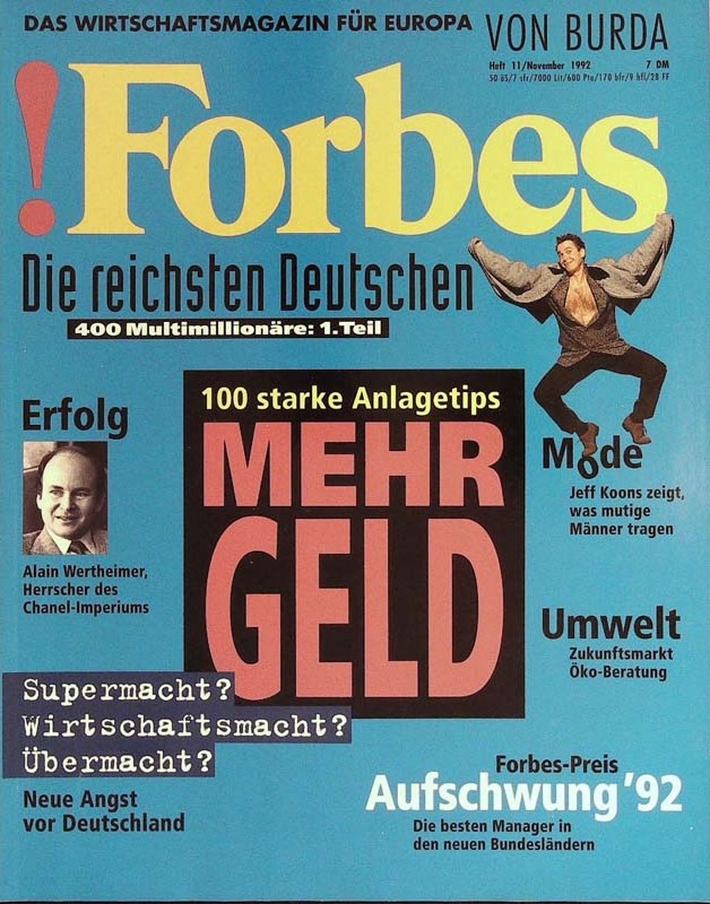 Forbes Magazin Österreich 1992-11 Jeff Koons Alain Wertheimer