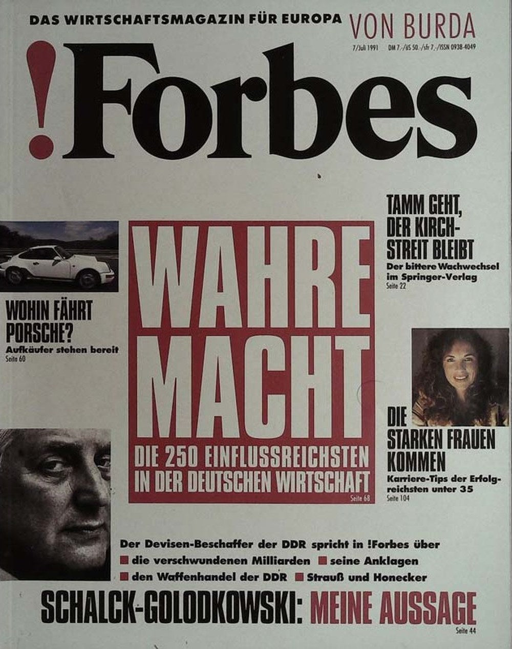 Forbes Magazin Österreich 1991-07 Alexander Schalck-Golodkowski Peter Tamm Leo Kirch