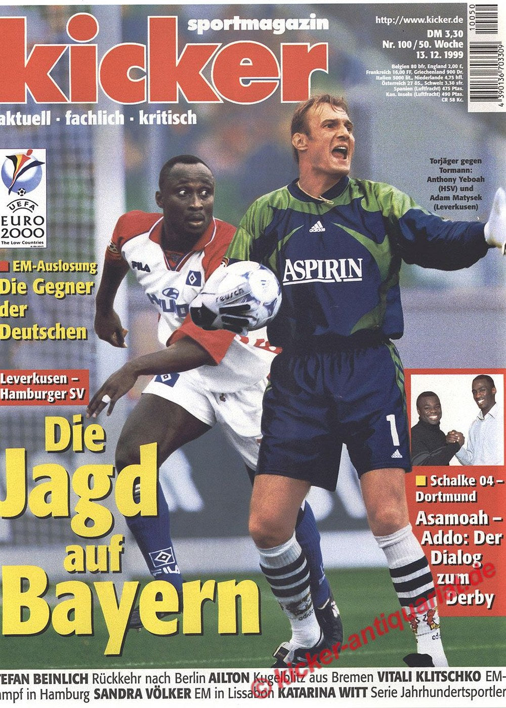 Kicker Revista Alemanha 1999 Anthony Yeboah Adam Matysek Stefan Beinlich Ailton Vitali Klitschko Edição original