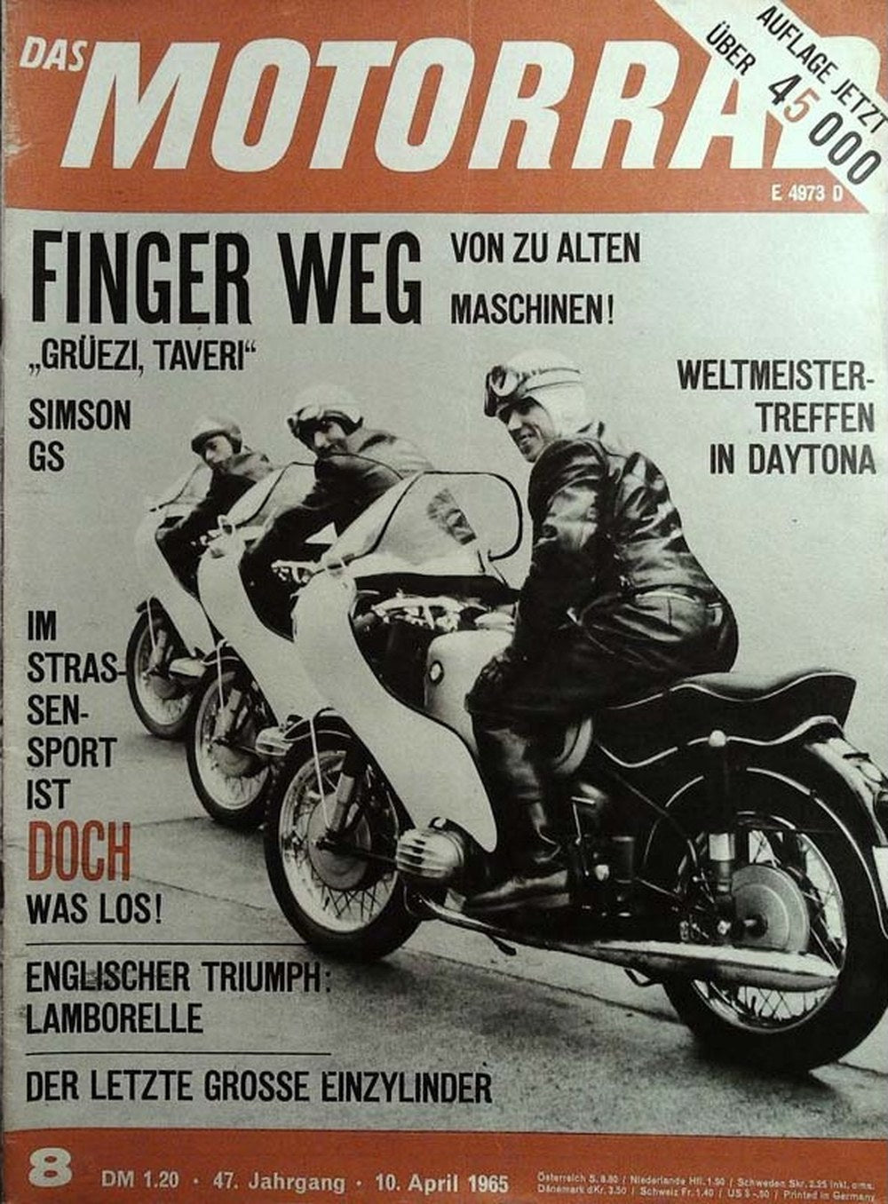 Motorrad Magazin Deutschland 1965-08 Luigi Taveri Simson