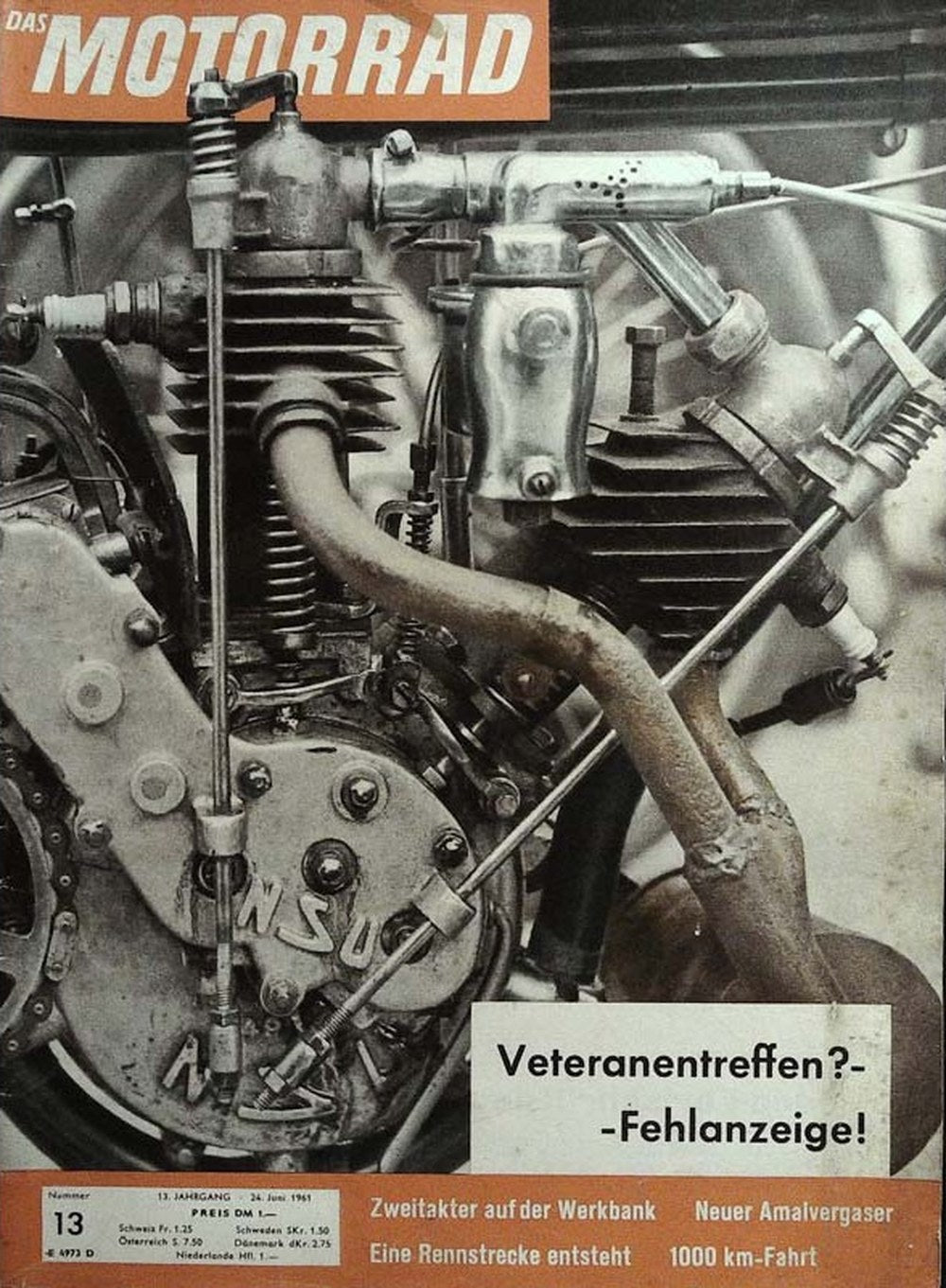 Motorrad Magazin Deutschland 1961-13 NSU Motorradmotor Zweitakt-Motor-Werkstatt Amal Vergaser