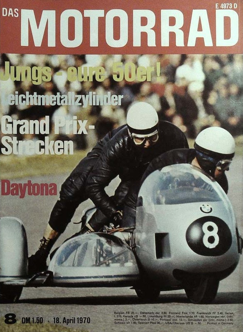 Motorrad Magazin Deutschland 1970-08 Motorrad-Gespann Seitenwagen-Rennen Grand Prix-Strecken