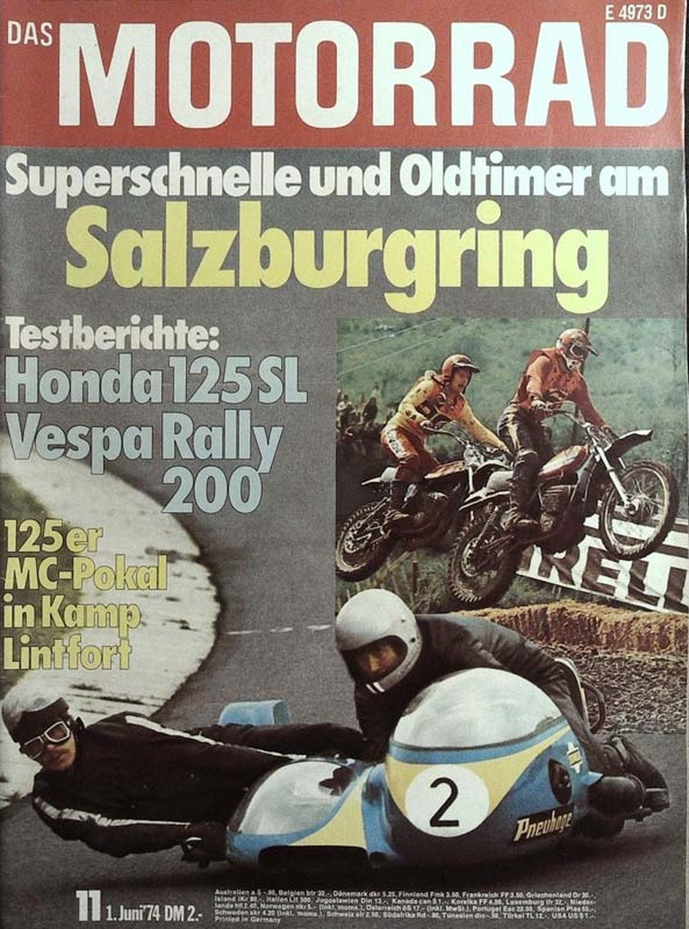 Motorrad Magazin Deutschland 1974-11 Motorrad Salzburgring Honda 125 SL