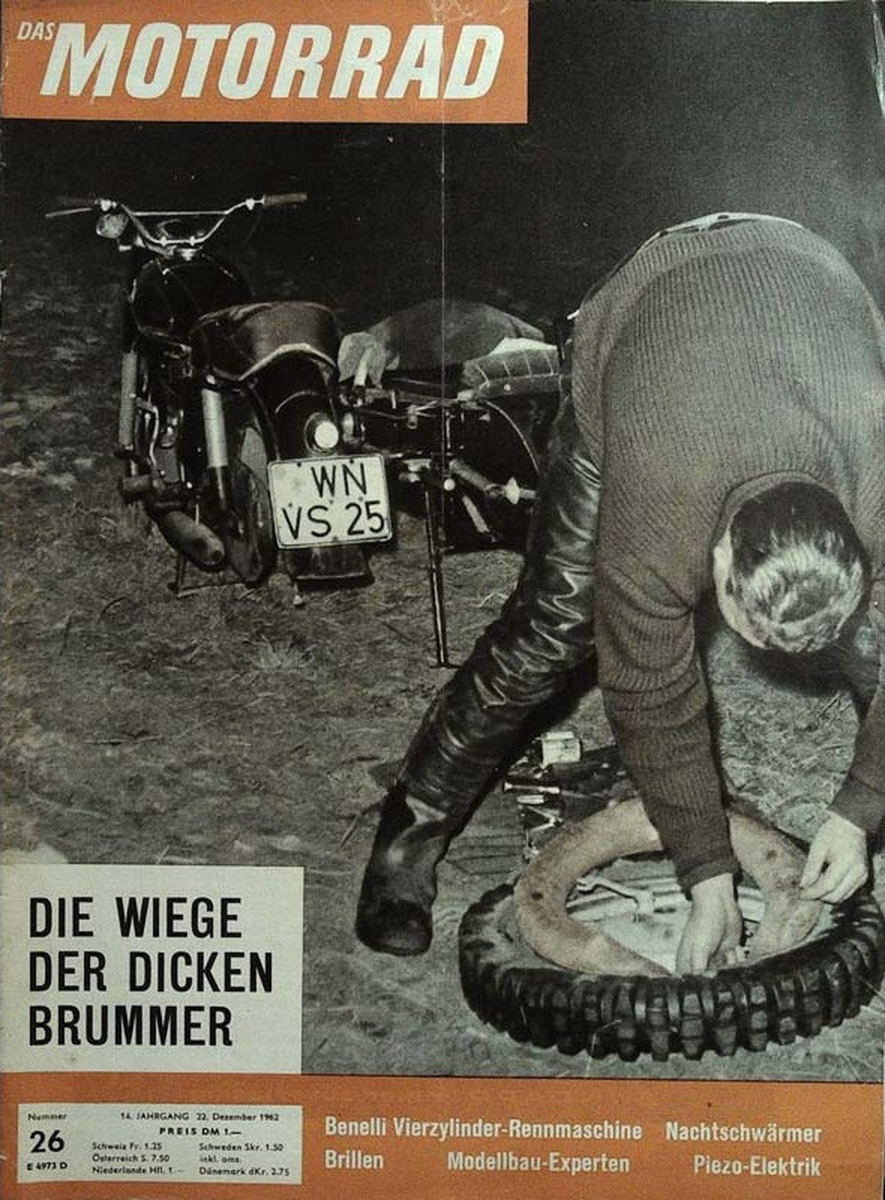 Motorrad Magazin Deutschland 1962-26 Motorrad Reifenwechsel Benelli Vierzylinder-Rennmaschine