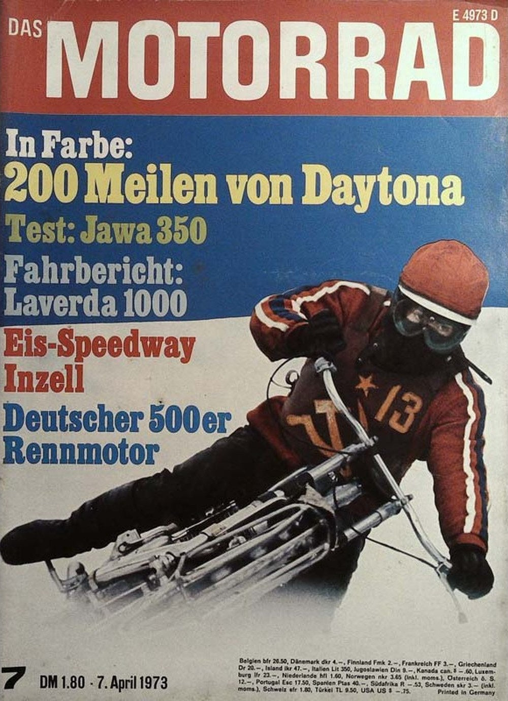 Motorrad Magazin Deutschland 1973-07 Eis-Speedway Inzell Motorradrennen