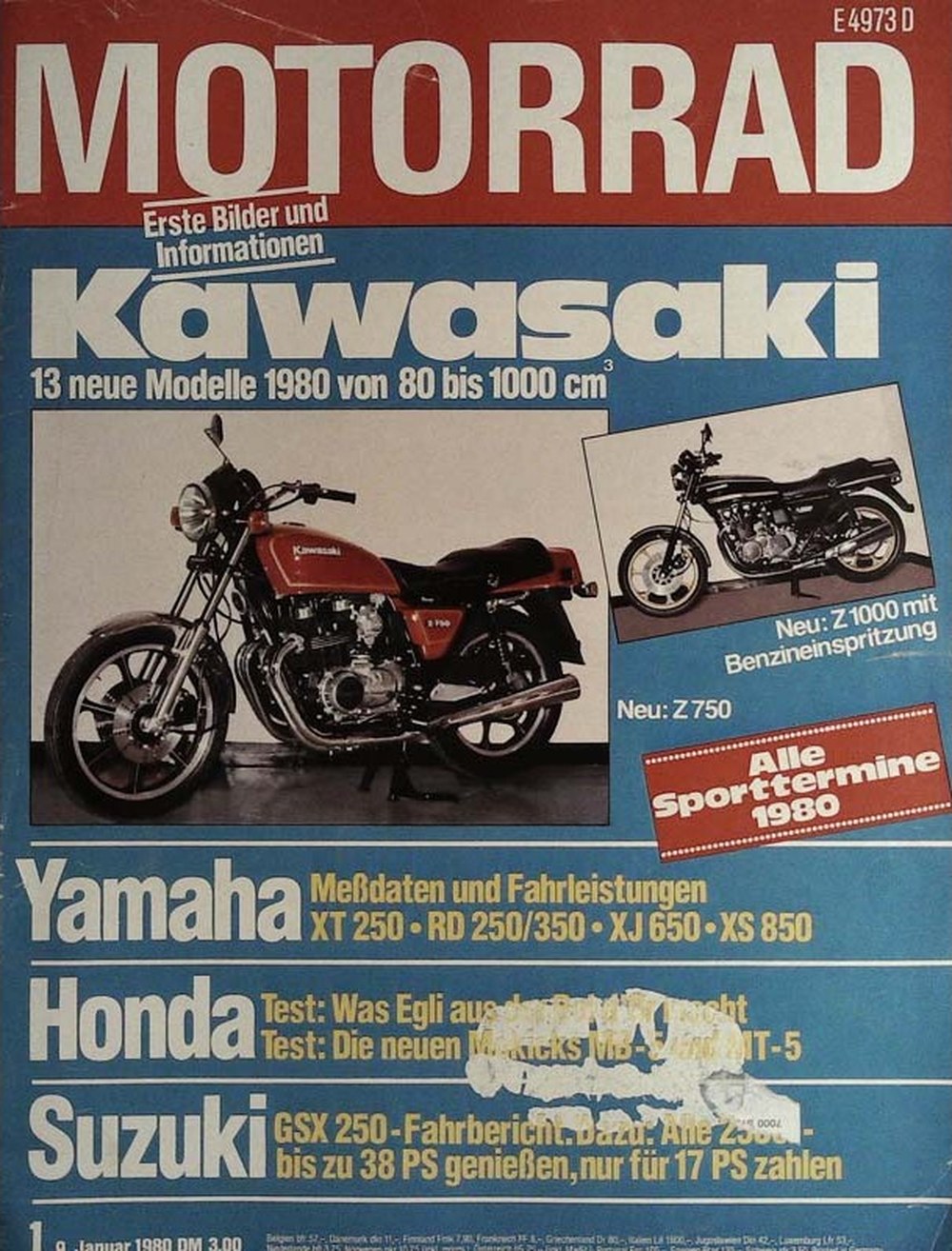 Motorrad Magazin Deutschland 1980-01 Kawasaki Yamaha Honda Suzuki