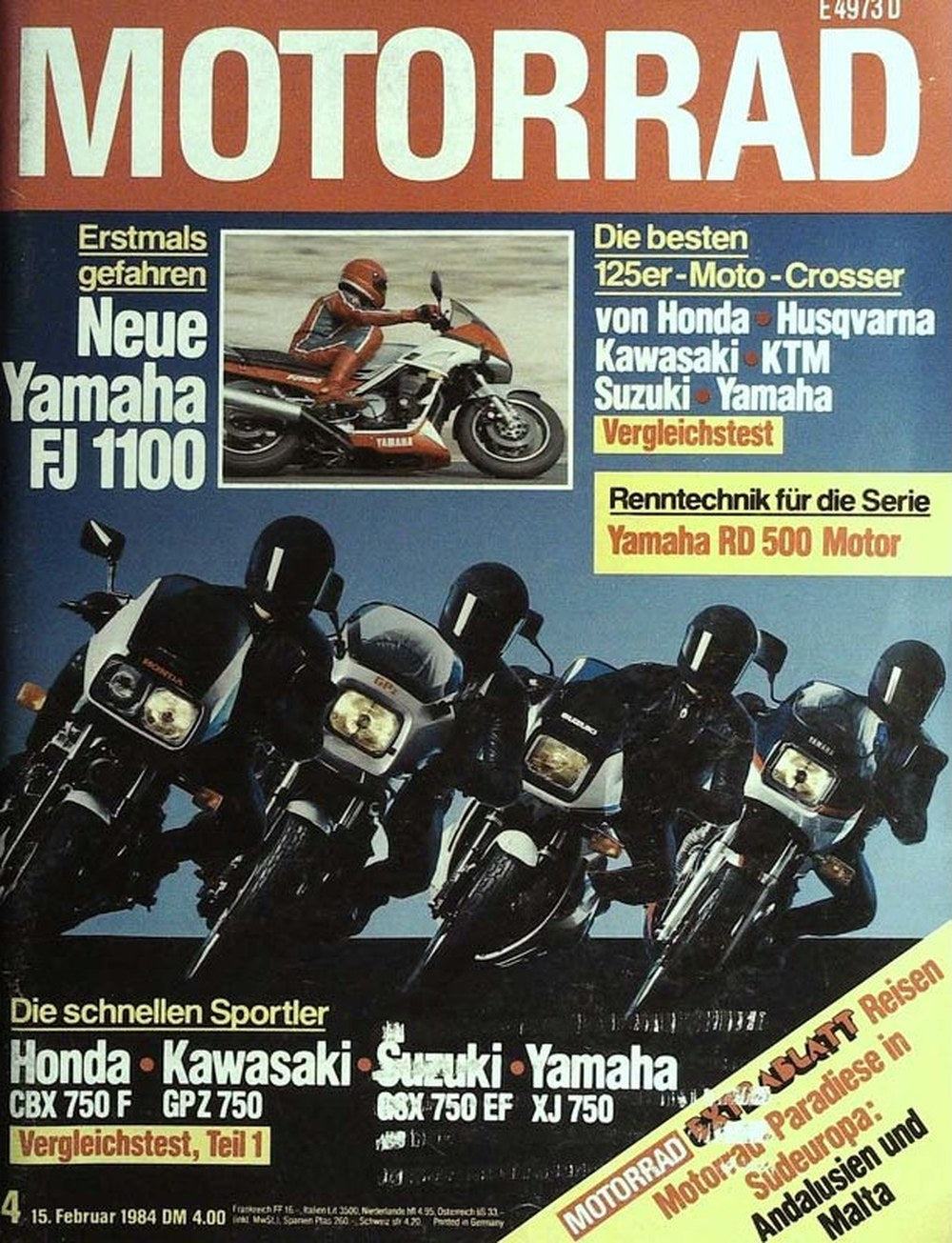 Motorrad Magazin Deutschland 1984-04 Yamaha Honda Kawasaki Suzuki Husqvarna