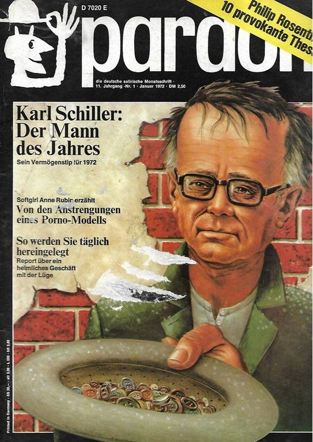 Pardon Magazin Deutschland 1972-01 Karl Schiller Philip Rosenthal Anne Rubin