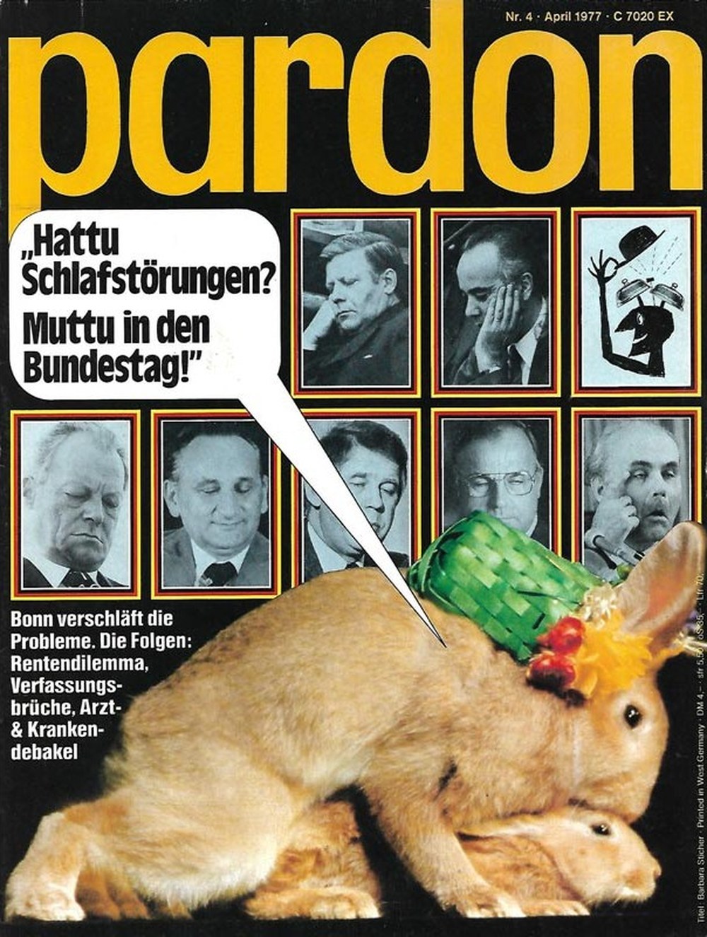Pardon Magazin Deutschland 1977-04 Helmut Schmidt Willy Brandt Helmut Kohl Hans-Dietrich Genscher Franz Josef Strauß