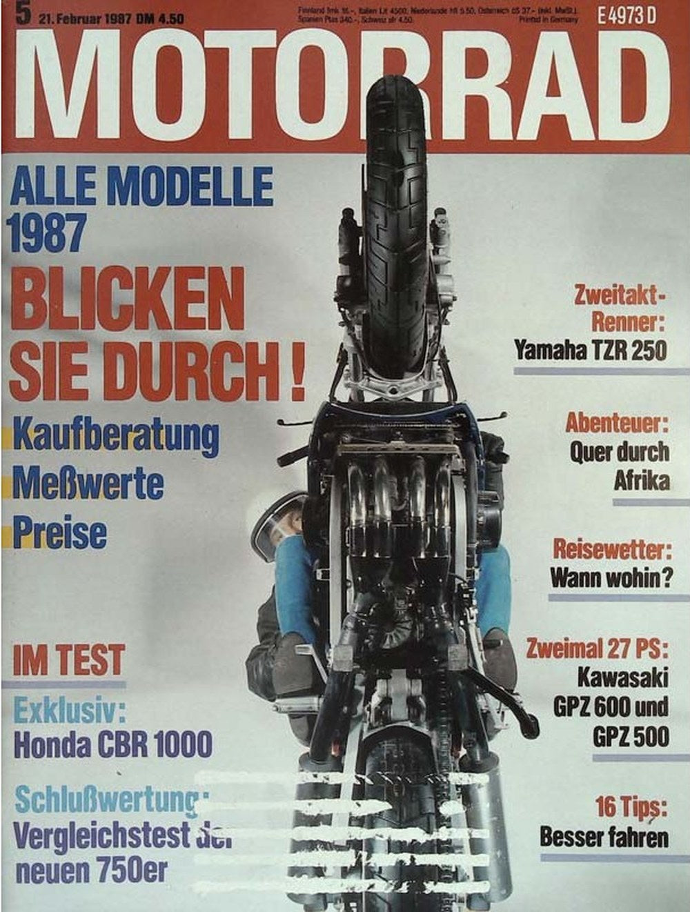 Motorrad Magazin Deutschland 1987-05 Motorrad 1987 Modelle Honda CBR 1000