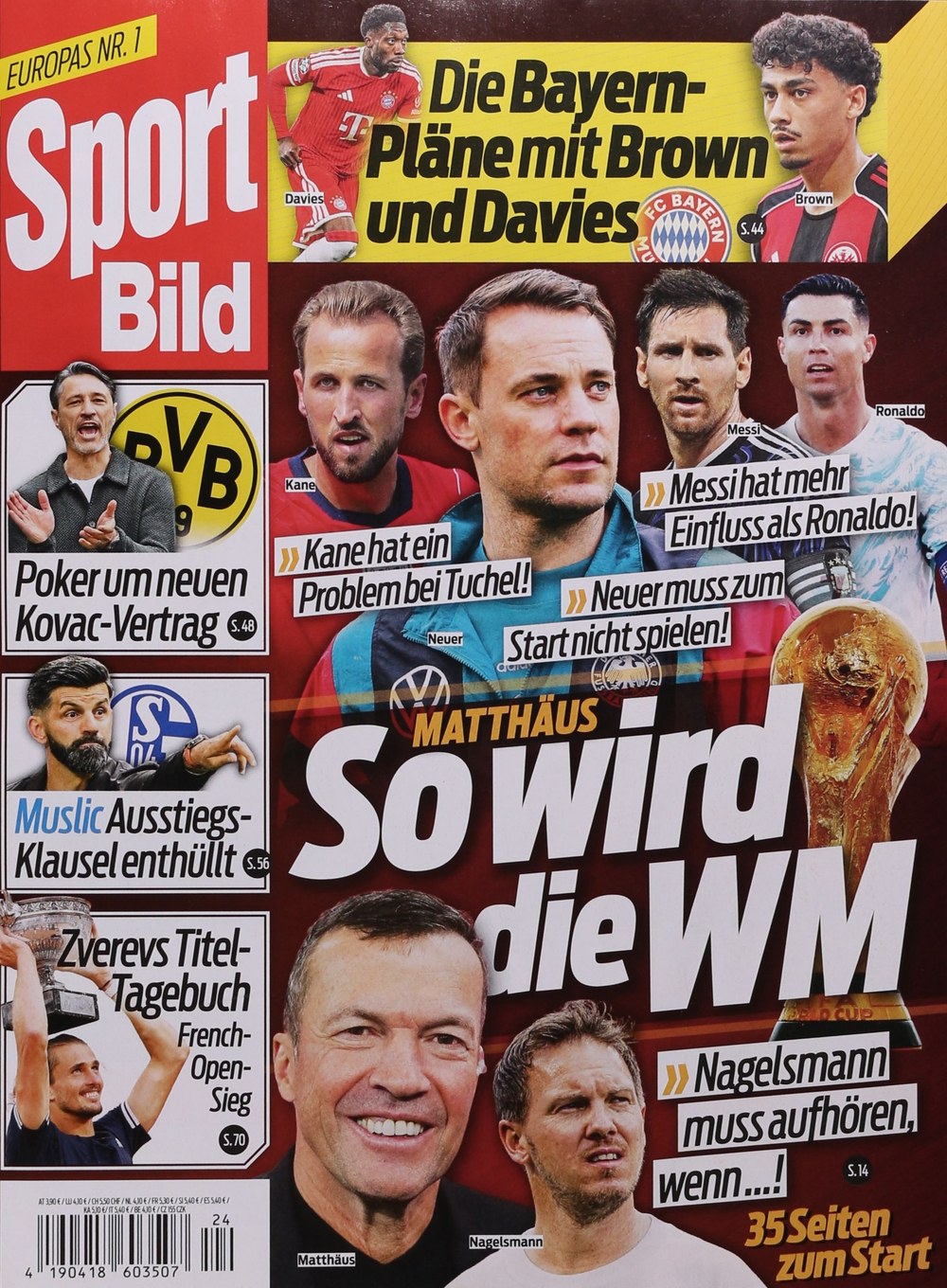 Sport Bild Lehti Saksa 2026-24 – Lothar Matthäus Julian Nagelsmann Manuel Neuer Harry Kane Lionel Messi – Alkuperäinen painos