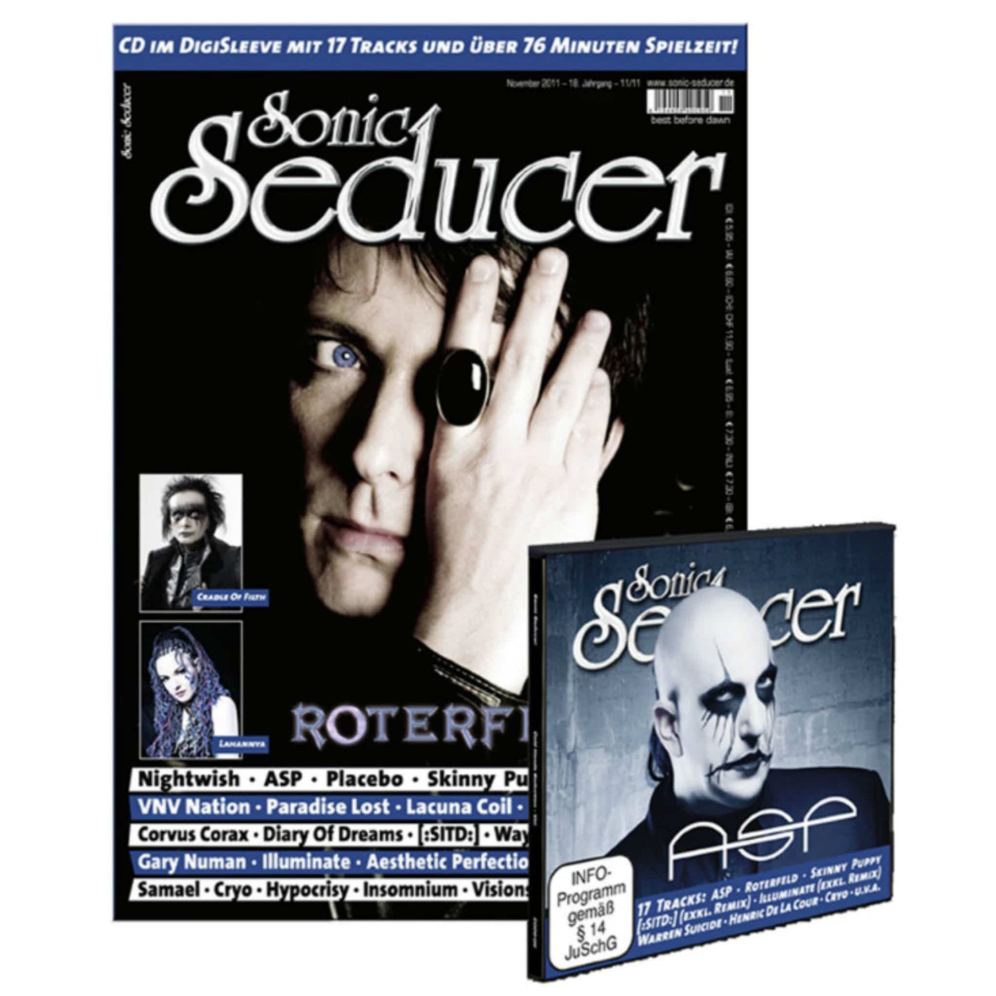 Sonic Seducer Magazin Deutschland 2011-11 Roterfeld ASP Cradle Of Filth Nightwish Placebo + CD