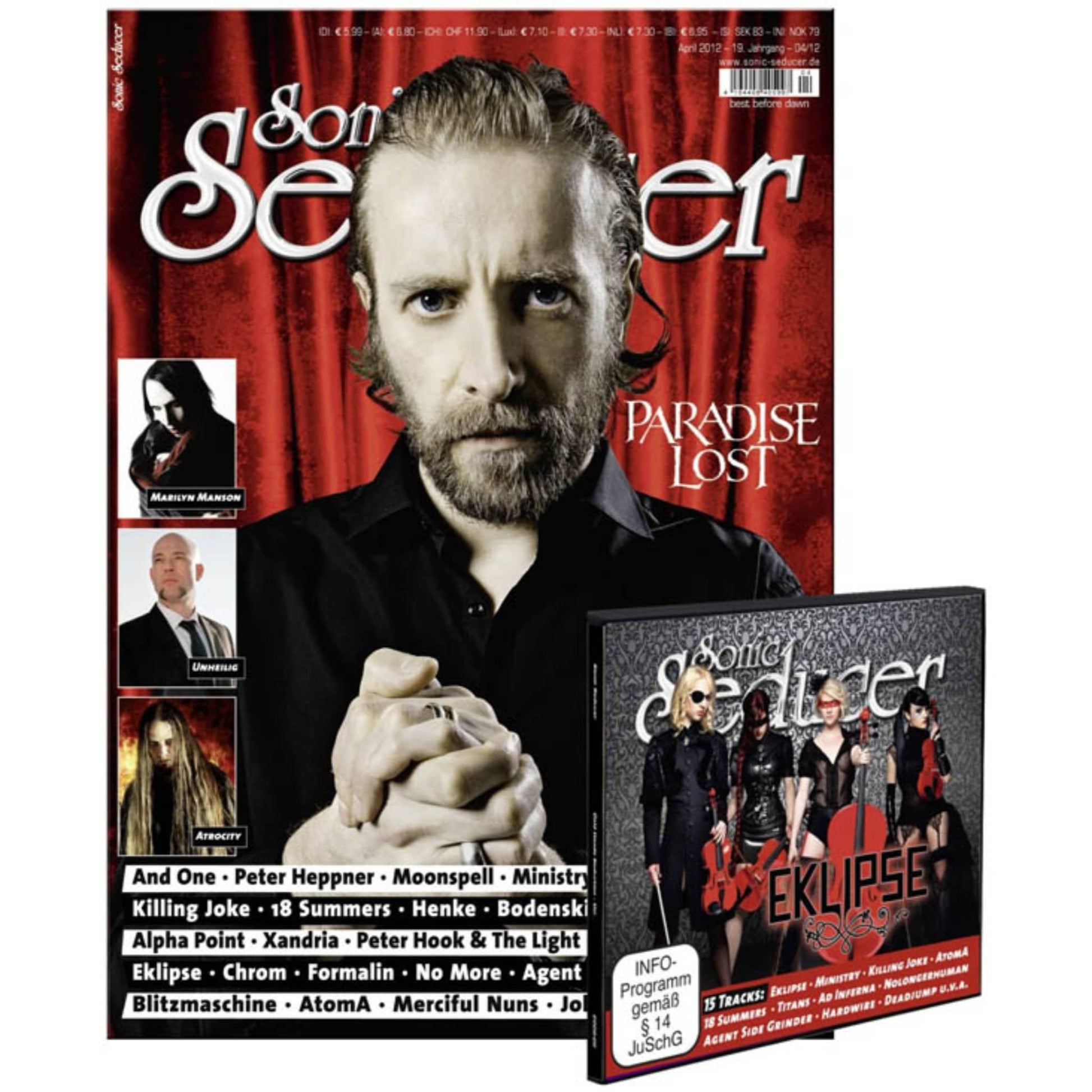 Sonic Seducer Magazin Deutschland 2012-04 Paradise Lost Eklipse Marilyn Manson Unheilig Atrocity + CD