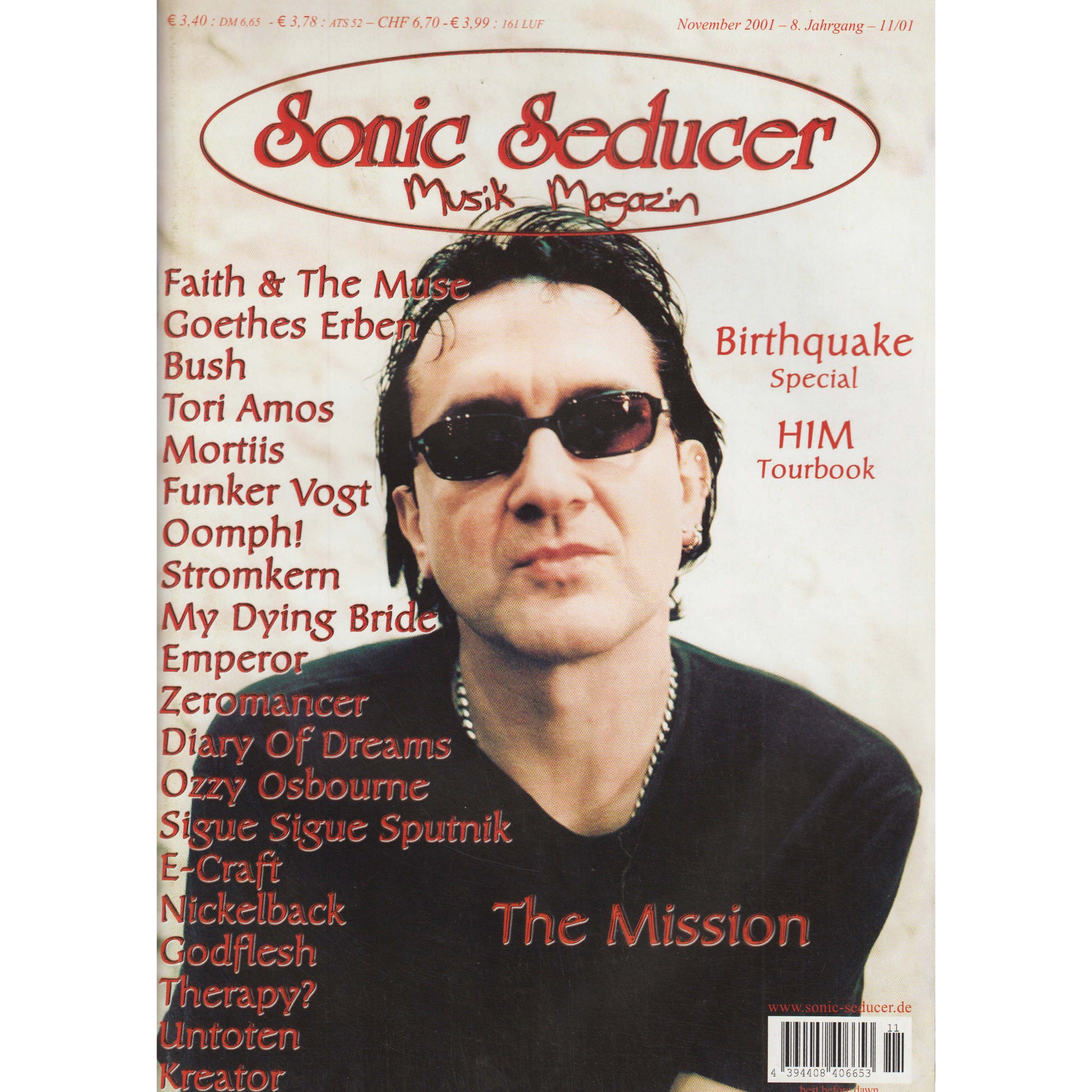 Sonic Seducer Magazin Deutschland 2001-11 Wayne Hussey Tori Amos Ozzy Osbourne The Mission Faith & The Muse